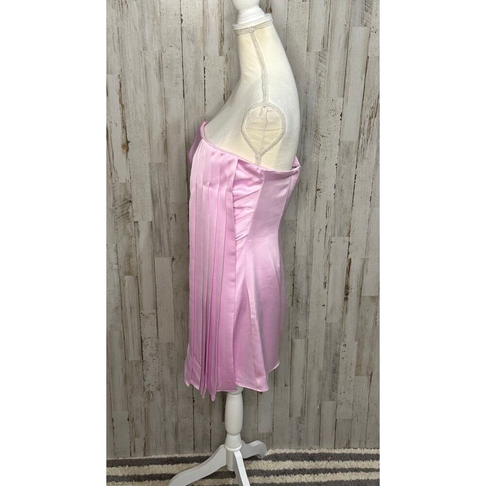 NWT Ramy Brook Women's Strapless Pink Satin Mini Dress Size 8 Party Cocktail - Picture 2 of 5